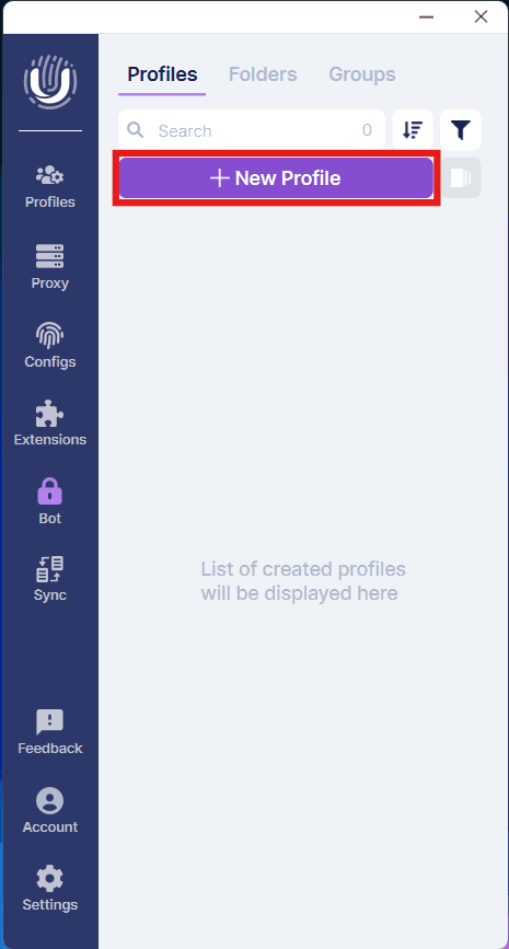 Undetectable setup, Create a new profile