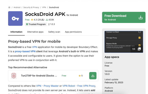 SocksDroid setup, Download SocksDroid on Android