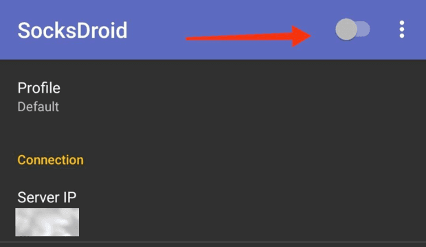 SocksDroid setup, Connect to the SocksDroid proxy