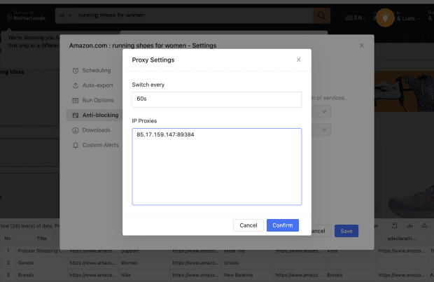 Octoparse setup, Add the LightningBytes proxy endpoint