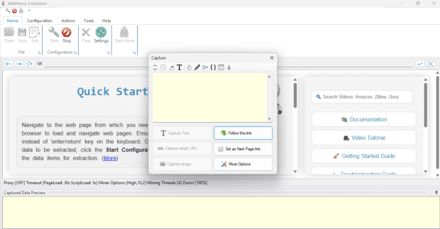 WebHarvy setup, Start scraping